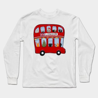 Double Decker Bus Christmas Cats Long Sleeve T-Shirt